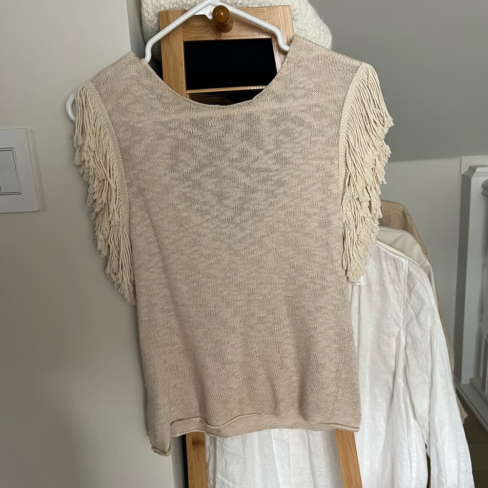 Sam & Lavi fringe tee with low back